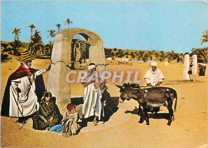 Modern Postcard Ghardaia Algeria Oasis A well in Zab Donkey Mule