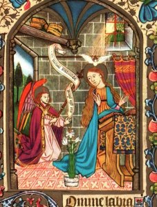 Vtg Christmas Postcard Newport Rhode Island-Annunciation-Illuminated Manuscript