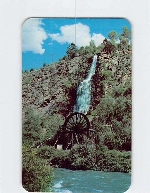 Postcard The Waterfall and Old Water Wheel at Clear Creek, Idaho Springs, CO