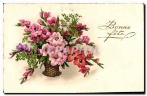 Old Postcard Bonne Fete Flowers