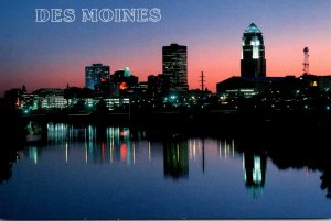 Iowa Des Moines Skyline At Night