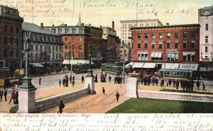 Vintage Postcard 1906 Harrington Corner Road Street Worcester Massachusetts MA