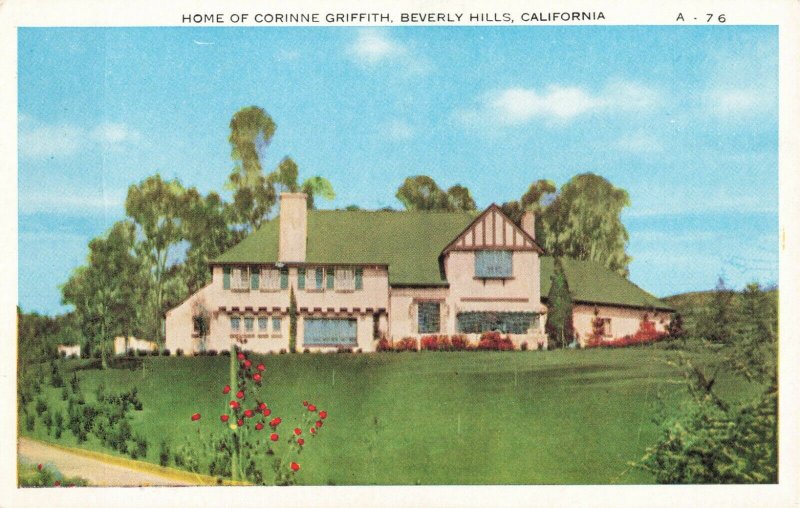 Postcard Home of Corinne Griffith Beverly Hills California