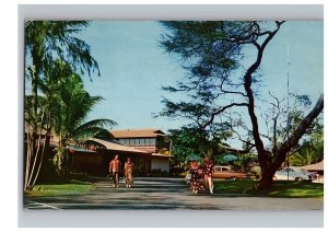 Maui Palms Resort Hotel Surrounded by Trees Old Cars Hawaii Postcard Posted 1963