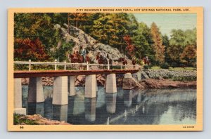 City Reservoir Bridge Hot Springs National Park Arkansas UNP Linen Postcard B15