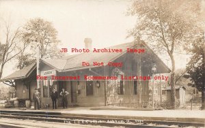 Depot, Illinois, Ashkum, RPPC, Illinois Central Railroad Station, CU Williams