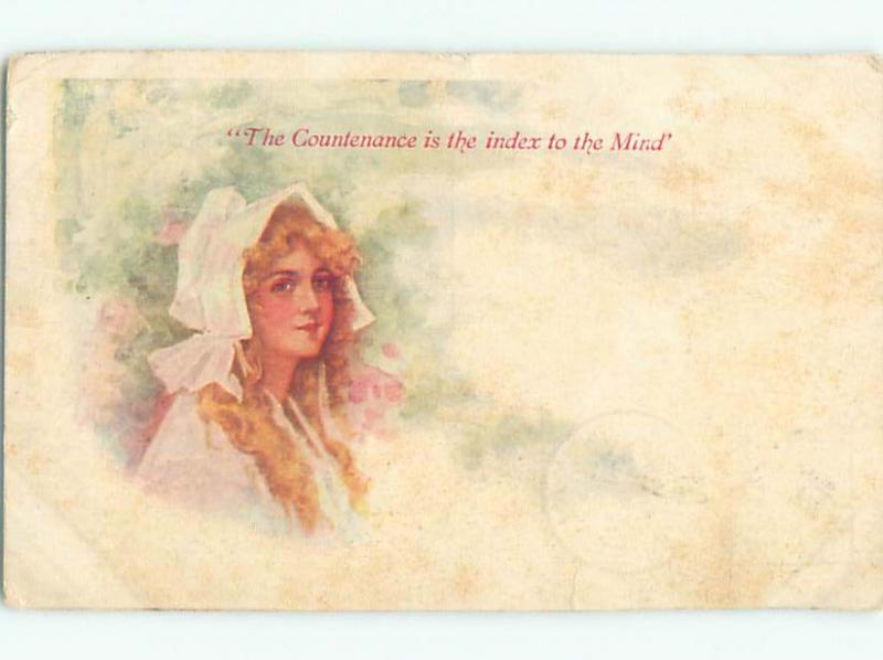 Pre-Linen Slight Risque Interest PRETTY BLONDE GIRL WEARING BONNET AB7371