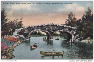 California San Francisco Canoeing At Rustic Stone Bridge Stow Lake Golden Gat...