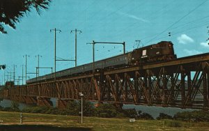 Vintage Postcard Electric Power Train across Susquehanna River Perryville MD