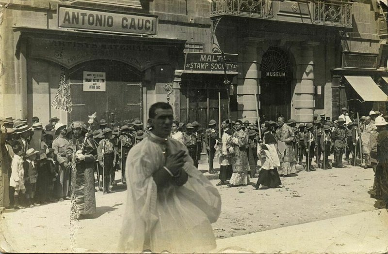 malta, VALLETTA, Scout Guard of Honor, Scouting, Stamp Society (1920s) RPPC