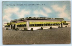 BRIELLE, NJ New Jersey ~ Thompson & Hopkins SEA FOOD RESTAURANT 1941 Postcard