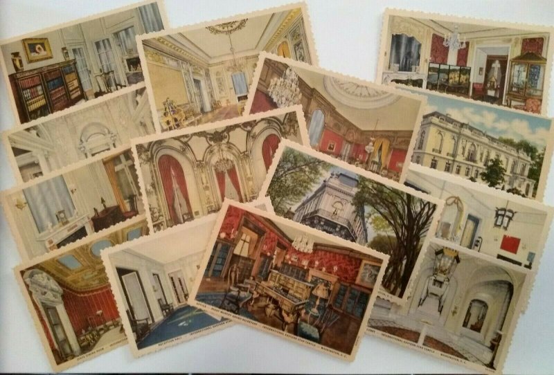 International Eastern Star Temple Vintage Set lot 14 postcards Washington D.C. 