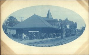 Norwich NY DL&W RR Train Depot Station c1905 Cyanotype Real Photo Postcard