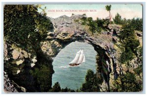 c1910 Boating at Arch Rock Mackinac Island Michigan MI Unposted Antique Postcard