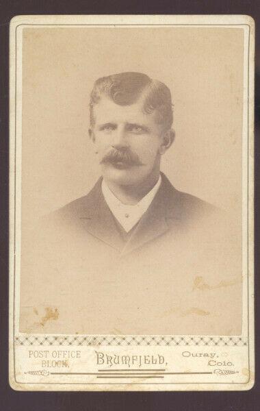 REAL PHOTO CABINET CARD OURAY COLORADO CHRIS BOWMAN MAN SUIT 1892