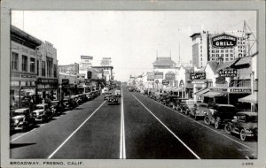 Fresno California Broadway Goodfellows Grill c1930-50s Vintage Postcard
