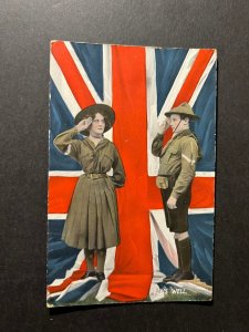 Mint United Kingdom England Britain Postcard Alls Well Soldier Salute Patriotic