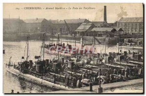 Old Postcard Boat War Cherbourg Armory The post torpedo