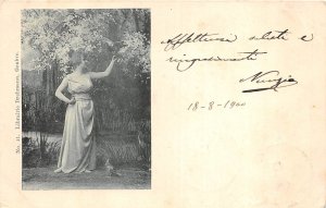 US19 Europe Switzerland librairie Drehmann Geneve 1900 woman in garden fantasy