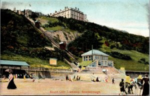 Vtg South Cliff Esplanade Tramway Funicular South Sands Scarborough UK Postcard