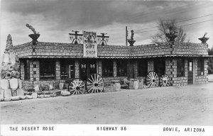 Postcard RPPC 1950s Arizona Bowie Desert Rose Gift Shop Highway 86 AZ24-2127