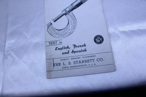 Vintage 1930's L.S. Starrett Co 3 Language How to Read a Micrometer Caliper