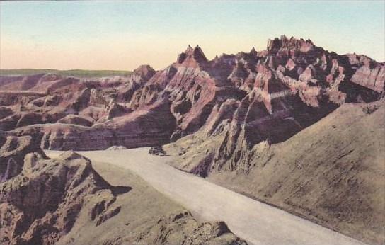 Going Up to The Pinnacles The Badlands Nat Monument South Dakota Hand Colored...