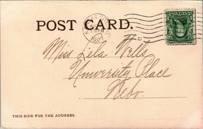 Vtg Kansas City Missouri MO First National Bank 1907 Postcard 