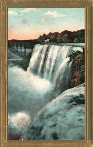 Vintage Postcard 1910's Niagara Falls with Bridge in Background New York NY