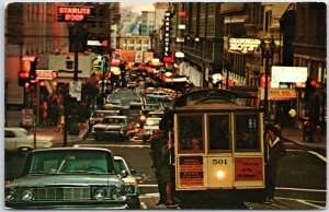 VINTAGE POSTCARD COMMUTERS ON SAN FRANCISCO'S CABLE CAR & STREET SCENE