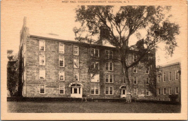 Vintage West Hall Colgate University Hamilton New York NY Postcard