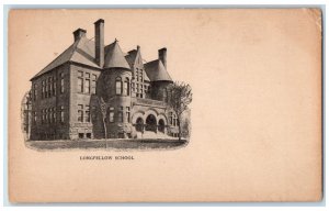 c1905 Longfellow School Building View Front Stairs Kearney Nebraska NE Postcard