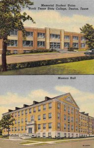 North Texas State University Student Union Denton TX 1940s linen postcard