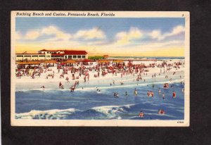 FL Beach Casino Gambling Pensacola Beach Florida Linen Postcard