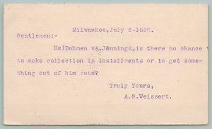 Milwaukee Wisconsin~Dohmen VS Jennings~AG Weissert~July 5th 1898