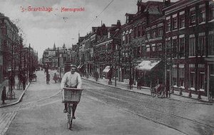 Cyclist Heerengracht Hague Den Hagg Netherlands 1910c postcard
