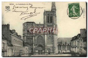 Old Postcard Sens The Cathedral and Place