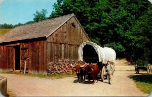 New York Cooperstown Farmers Museum Ox Team Hauling Covered Wagon