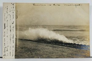 RPPC Breaker in Lake Michigan 1906 Postcard L18