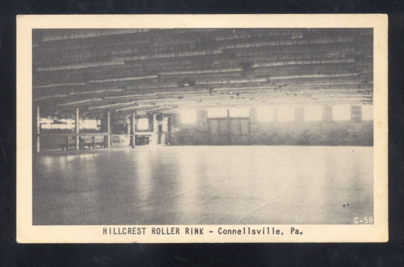 CONNELLSVILLE PENNSYLVANIA ROLLER SKATING RINK INTERIOR VINTAGE POSTCARD PA.