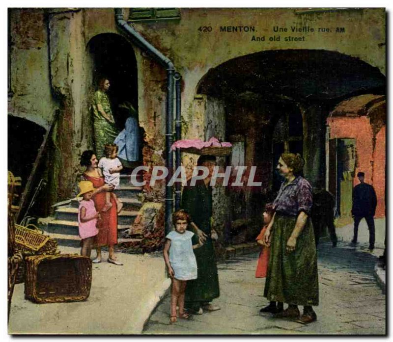 Menton - An Old Street - Old Postcard