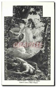 Old Postcard Fancy Venus and Adonis Tapestry of Albert Maignan Swan Gobelins