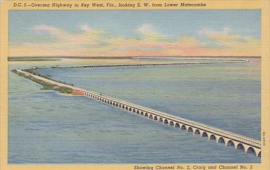 Florida Key West Oversea Highway To Key West Loking S W From Lower Matecumbe ...