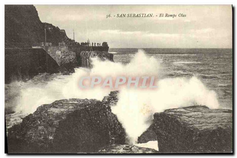 Old Postcard San sebastian El Rompe Olas