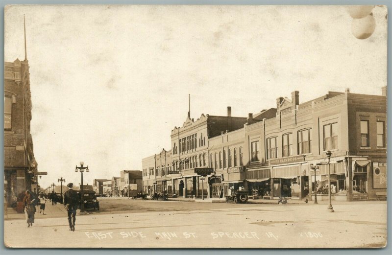 SPENCER IA MAIN STREET ANTIQUE REAL PHOTO POSTCARD RPPC