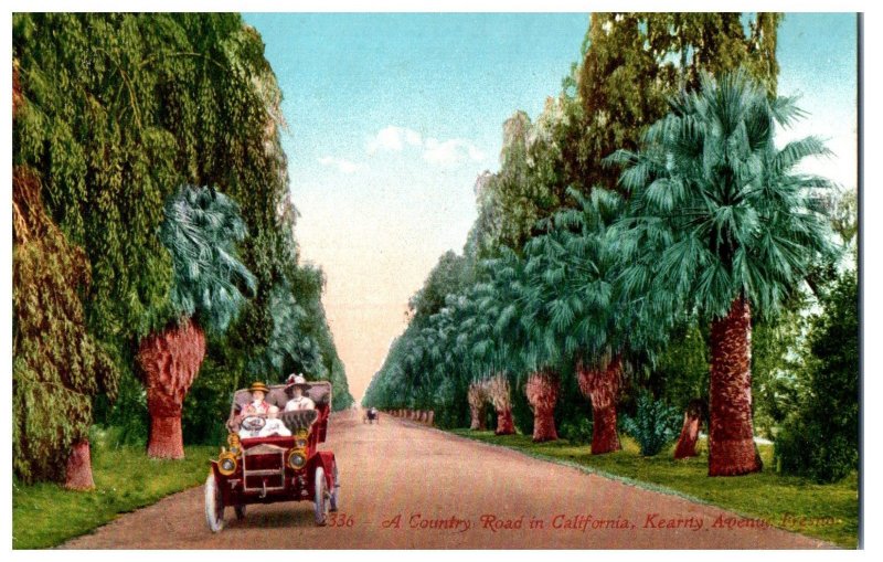 A Country Road in Fresno CA Mitchell Postcard 2336