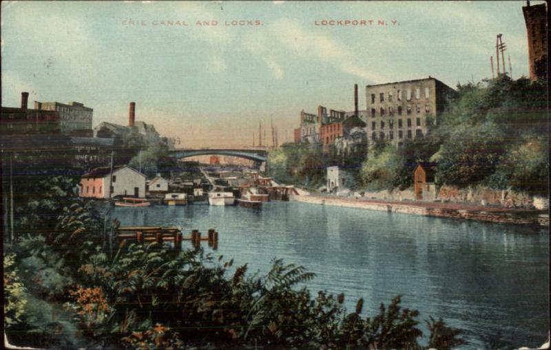Lockport NY Erie Canal & Locks c1910 Postcard #2