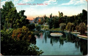 Vtg 1910s Hollenbeck Park Scenic View Los Angeles California CA Postcard