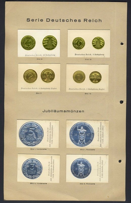 39x Germany Variety Coin Card on pages Serie Deutsches Reich Jubilaumsmunzen