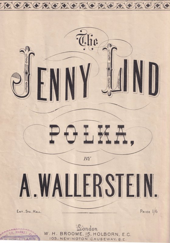 The Jenny Lind Polka A Wallerstein Olde Sheet Music